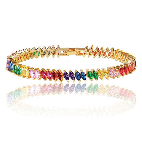 Bracelet for Women with Rainbow Marquise Stones - LOLA LUXE