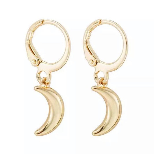 Gold Crescent Moon Dangle Earrings for Women - LOLA LUXE