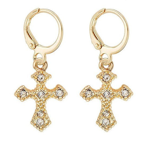 Gold Cross Dangle Earrings for Women - LOLA LUXE