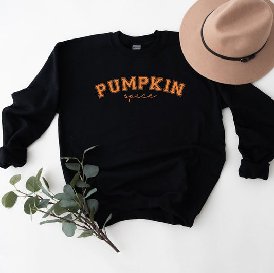 Curved Pumpkin Spice Graphic Sweatshirt - LOLA LUXE