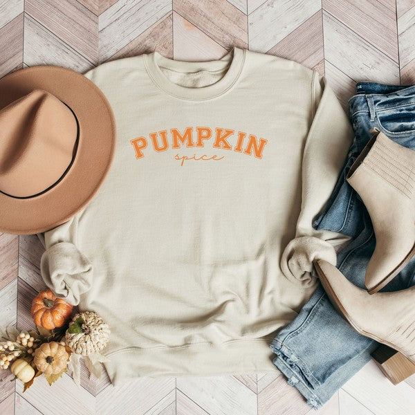 Curved Pumpkin Spice Graphic Sweatshirt - LOLA LUXE