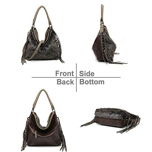 Oversize Hobo Bag for Women Fringe Fur purse - lolaluxeshop
