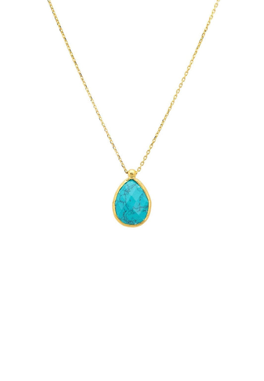 Petite Drop Necklace Gold Arizona Turquoise - lolaluxeshop