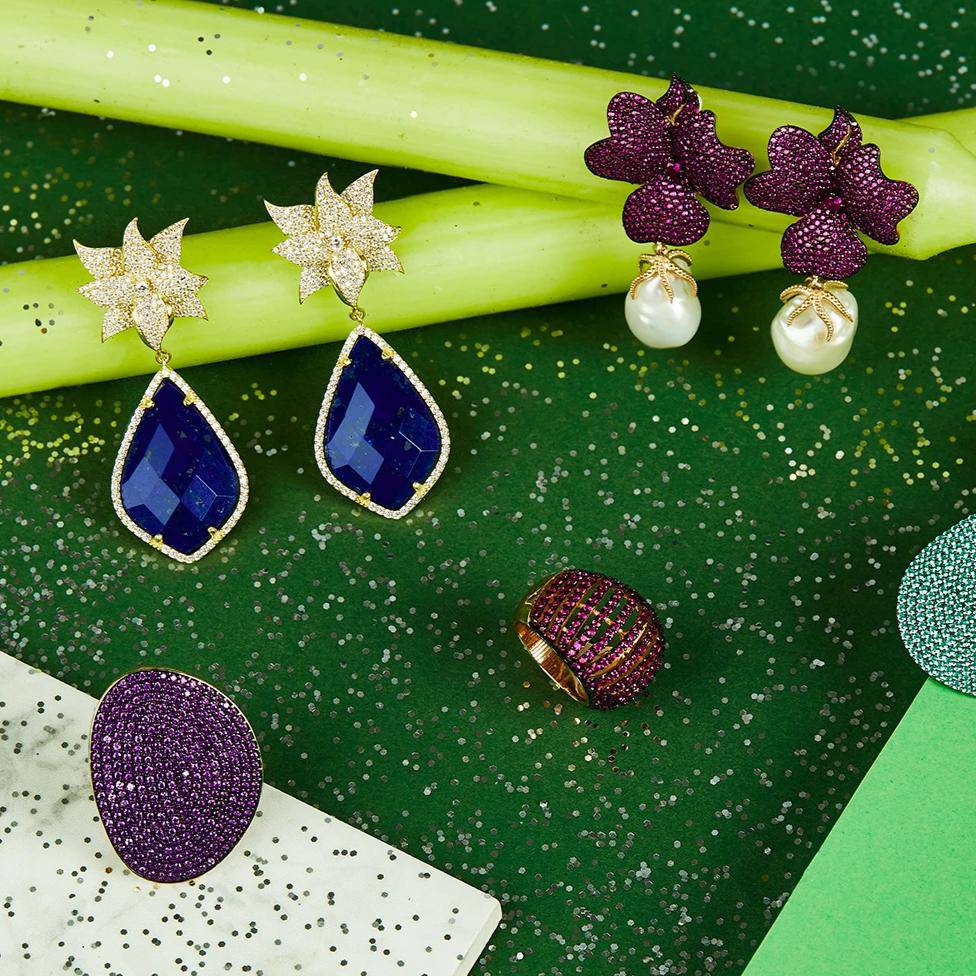 Lotus Flower Lapis Lazuli Teardrop Earrings Gold - lolaluxeshop