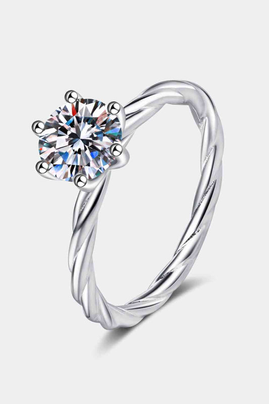 1 Carat Moissanite 6-Prong Twisted Ring - lolaluxeshop