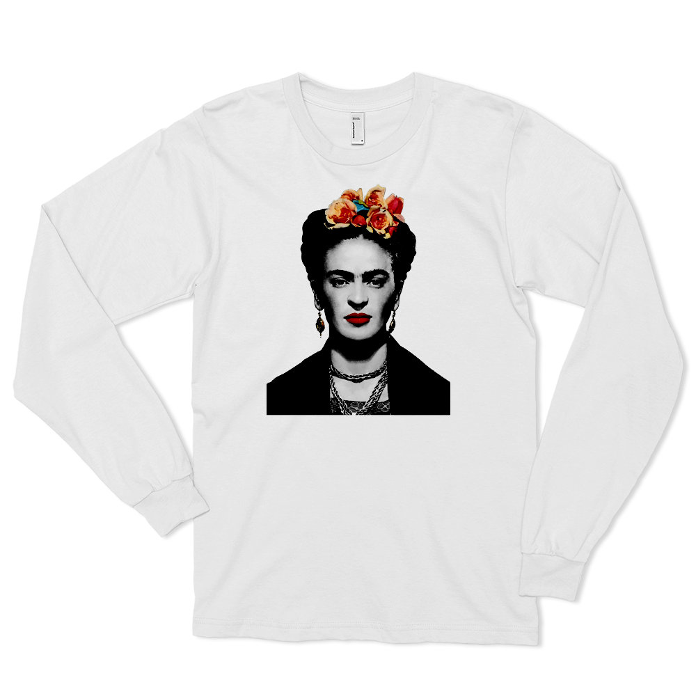Frida Kahlo With Flowers Poster Artwork Long Sleeve Shirt - LOLA LUXE