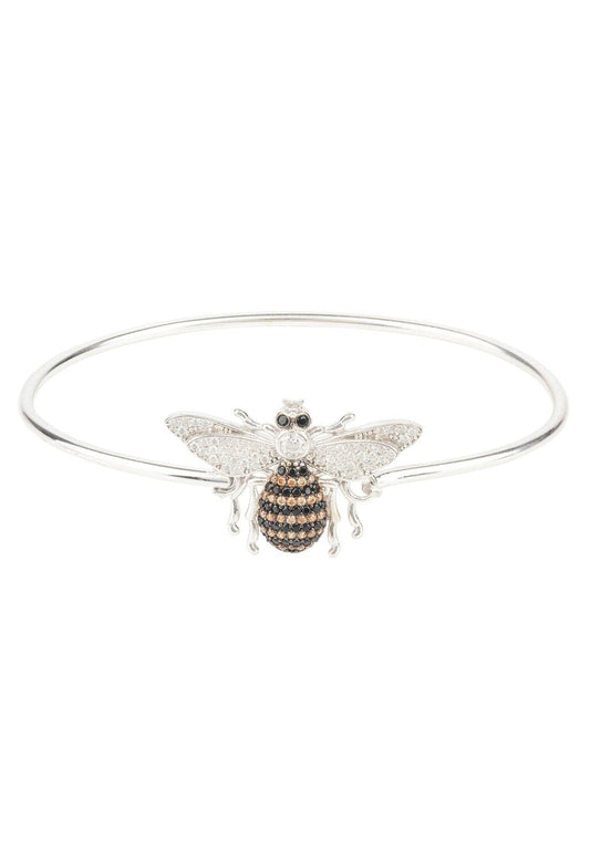 Honey Bee Bangle Bracelet Silver - lolaluxeshop