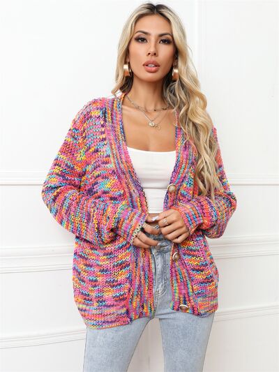 Button Up Dropped Shoulder Cardigan - lolaluxeshop