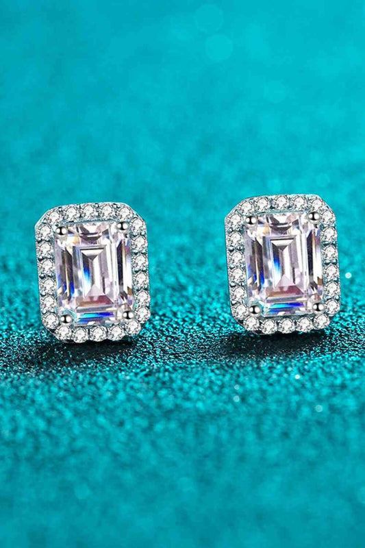 Adored 1 Carat Moissanite Rhodium-Plated Square Stud Earrings - lolaluxeshop