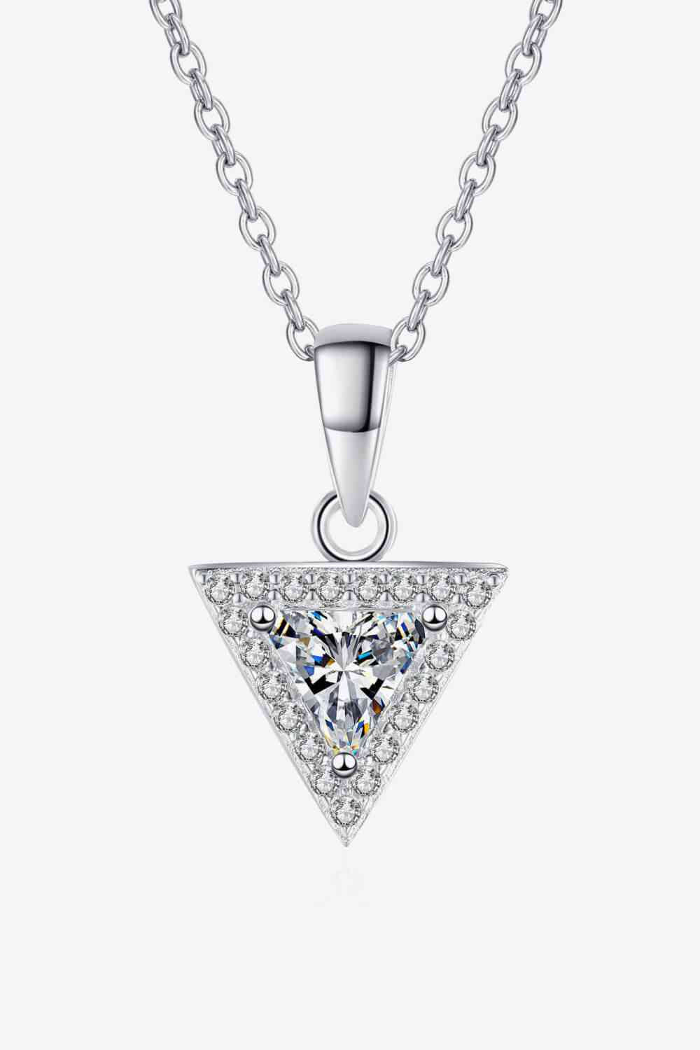 925 Sterling Silver Triangle Moissanite Pendant Necklace - lolaluxeshop