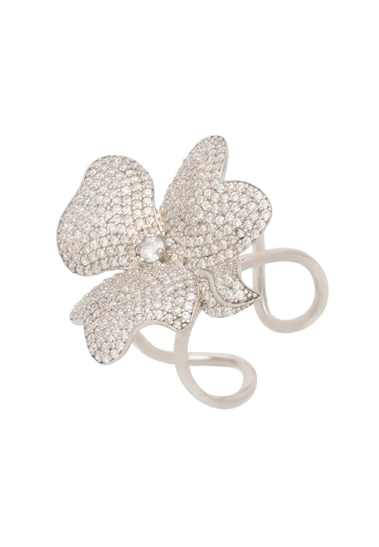 Flower Cocktail Ring Silver - lolaluxeshop