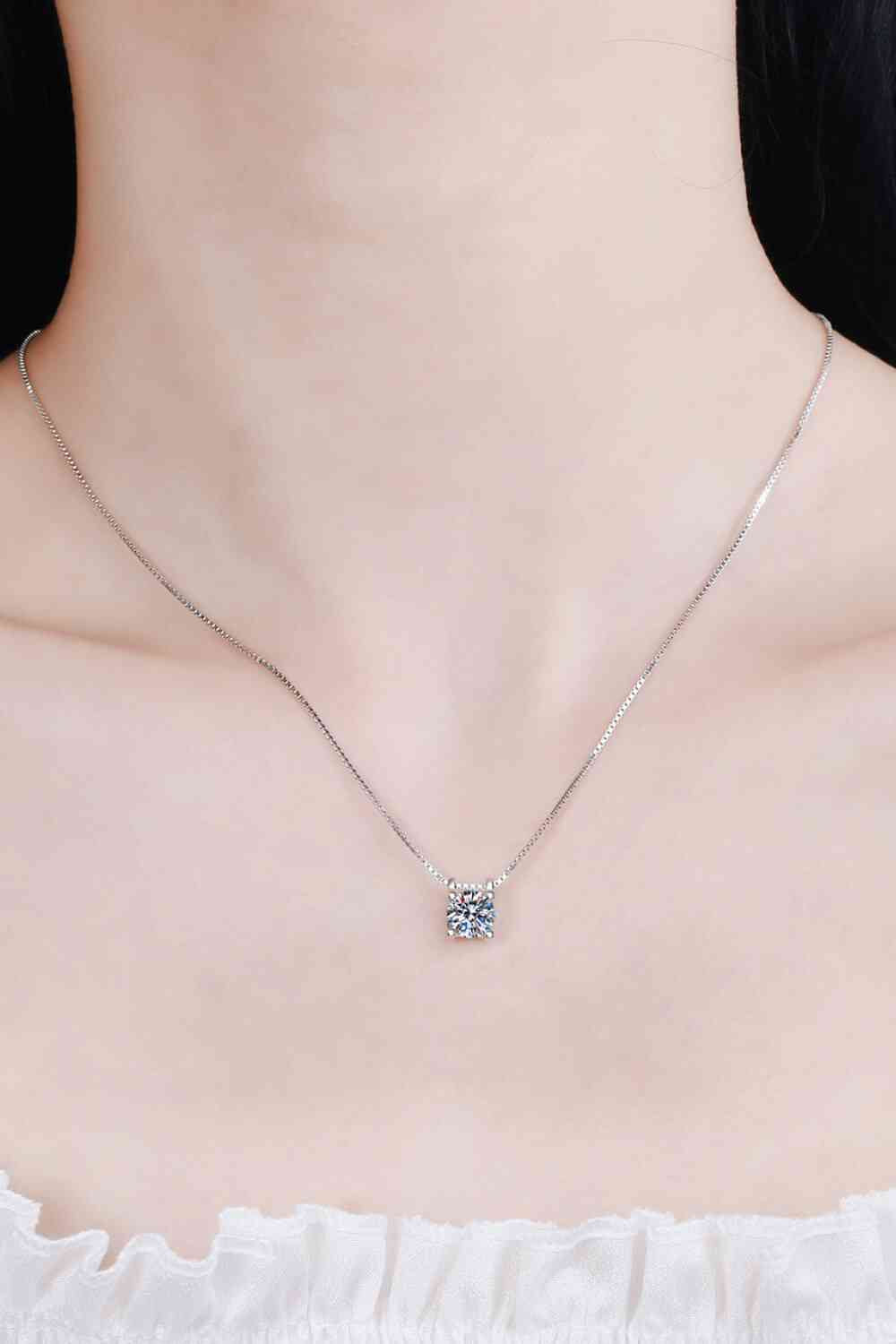 1 Carat Moissanite 925 Sterling Silver Chain Necklace - lolaluxeshop