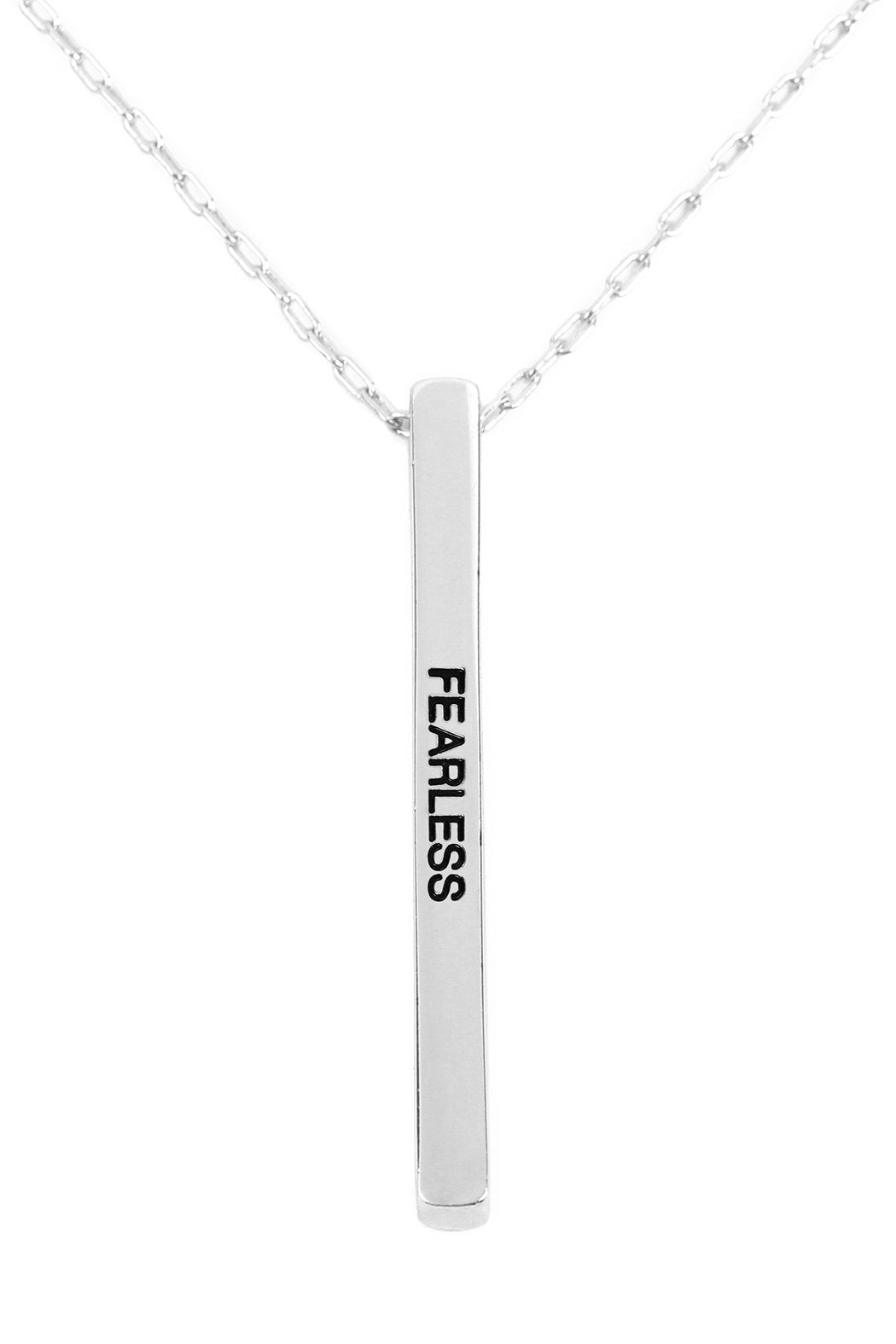 B3n2164fe - "Fearless" Metal Bar Pendant Chain Necklace - LOLA LUXE