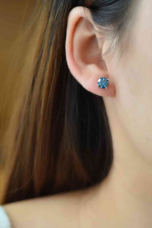 2 Carat Moissanite Four-Prong Platinum-Plated Earrings - lolaluxeshop