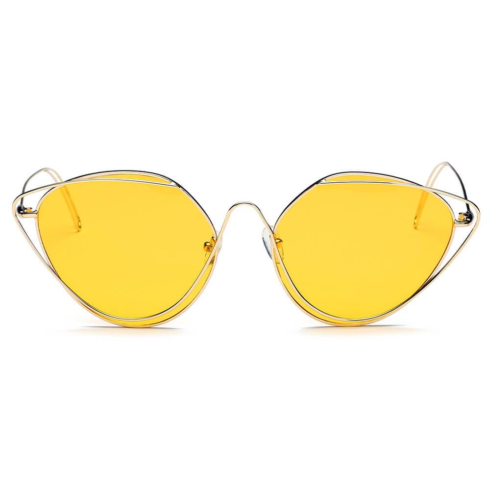 LISLE | Women Fashion Round Wire Art Cat Eye Sunglasses - lolaluxeshop