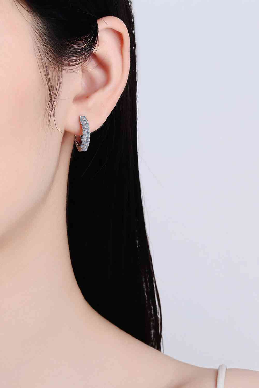 925 Sterling Silver Moissanite Huggie Earrings - lolaluxeshop