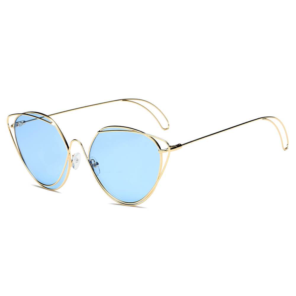 LISLE | Women Fashion Round Wire Art Cat Eye Sunglasses - lolaluxeshop