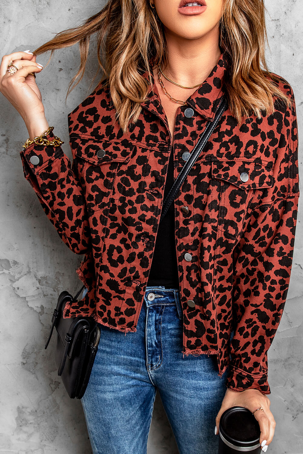 Leopard Print Raw Hem Jacket - LOLA LUXE