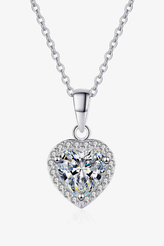 1 Carat Moissanite Heart Pendant Chain Necklace - lolaluxeshop