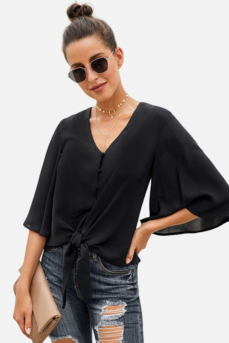 Button Tie Top - LOLA LUXE