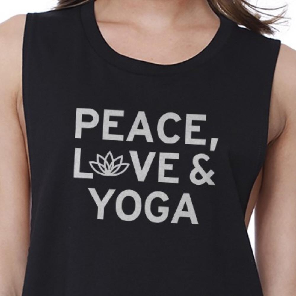 Peace Love Yoga Crop Top Yoga Work Out Tank Top Cute Yoga T-Shirt - LOLA LUXE