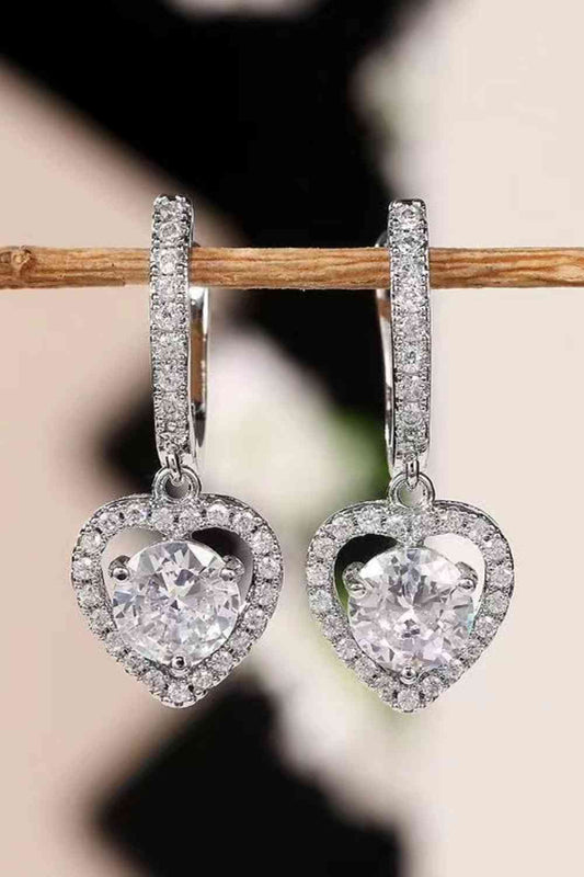 2 Carat Moissanite Platinum-Plated Heart Drop Earrings - lolaluxeshop