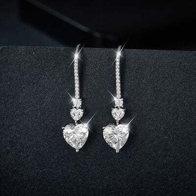 5.44 Carat 925 Sterling Silver Moissanite Heart Drop Earrings - lolaluxeshop