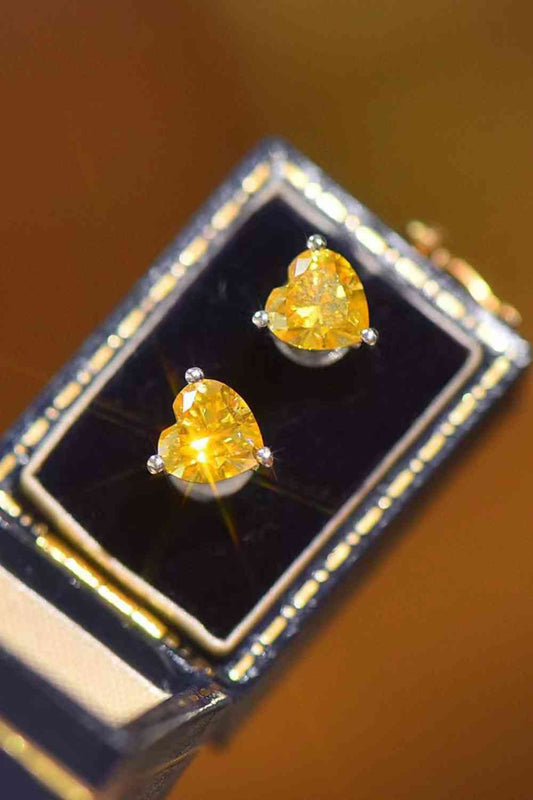 2 Carat Yellow Heart Moissanite Platinum-Plated Earrings - lolaluxeshop