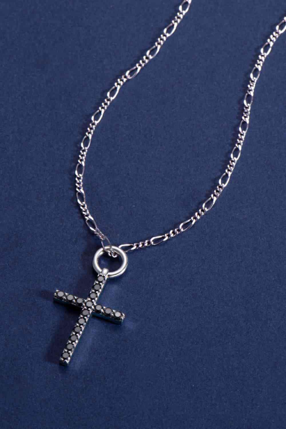 Moissanite Cross Pendant Platinum-Plated Necklace - lolaluxeshop