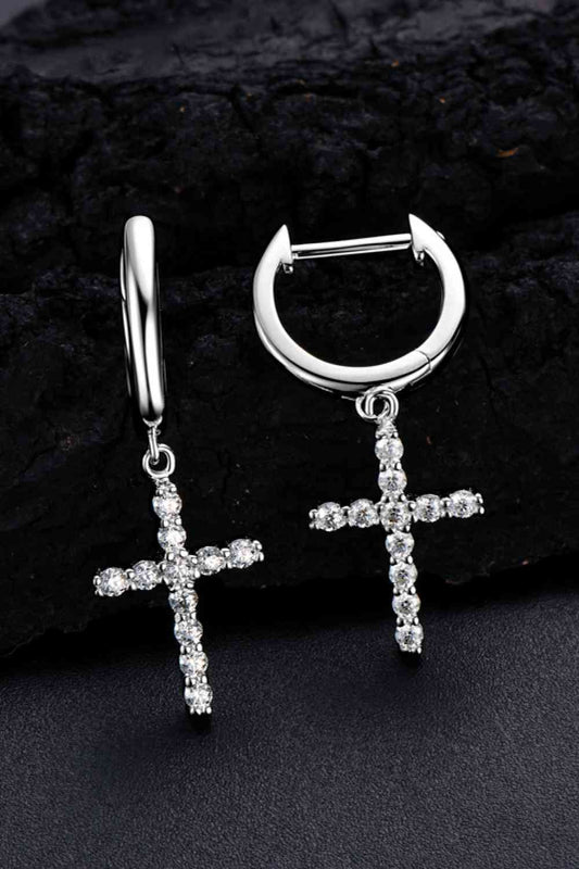 925 Sterling Silver Moissanite Cross Earrings - lolaluxeshop
