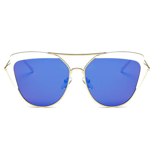 Galveston - Women's Brow Bar Mirrored Lens Cat Eye Sunglasses - lolaluxeshop