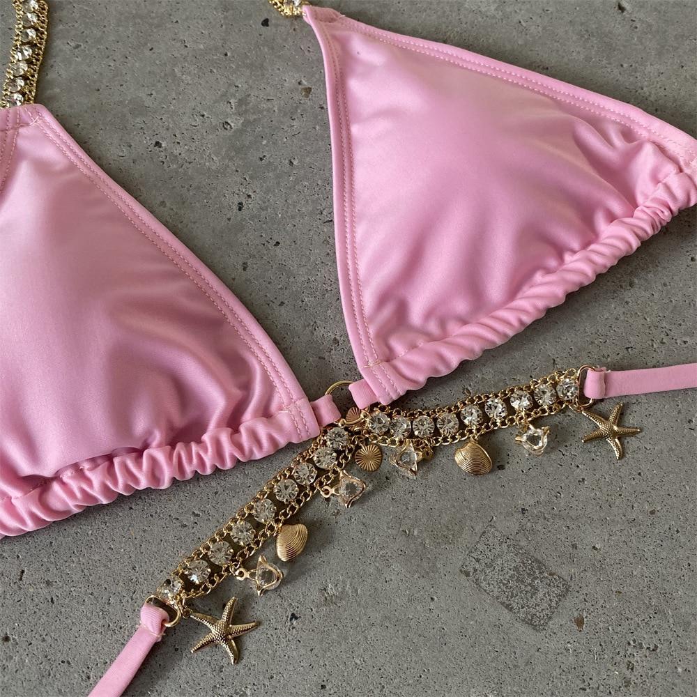 Bikini Crystal Swimwear Metal Chain Women's Swimsuit Bathing Suit 2020 Aristocratic Bikini Push Up Bikinis - LOLA LUXE