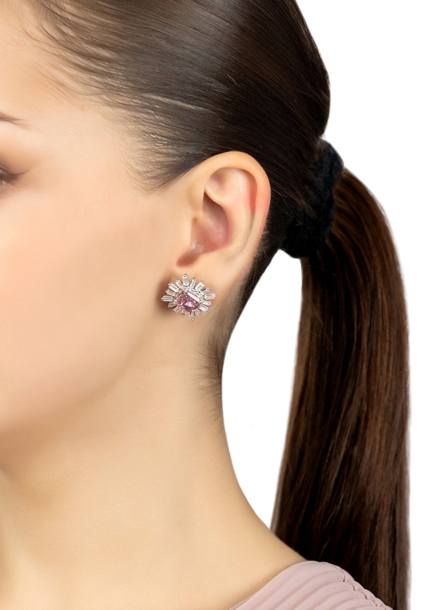 Daisy Flower Earrings Silver Pink Morganite - lolaluxeshop