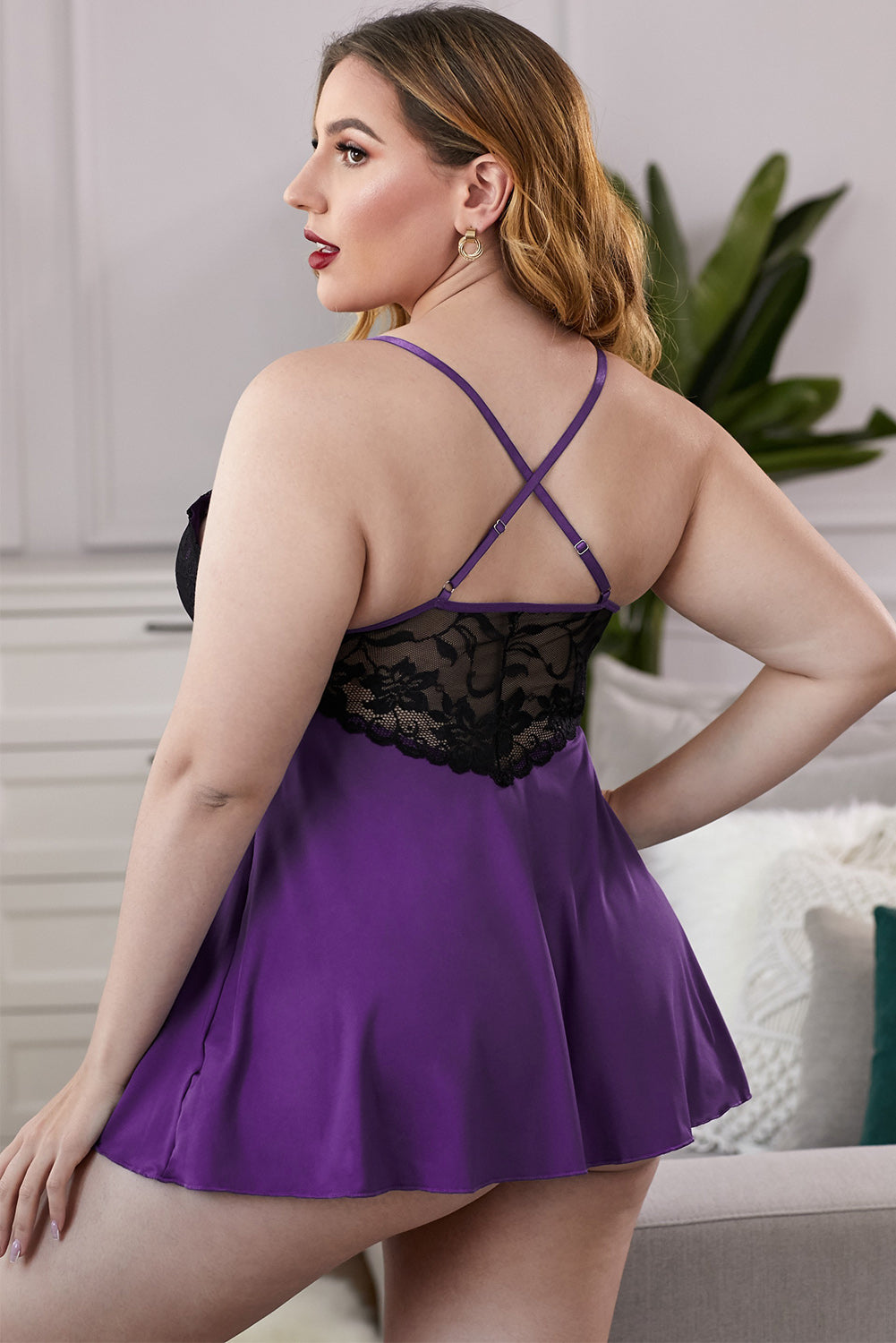 Lace See-Through Plus Size Chemise - LOLA LUXE