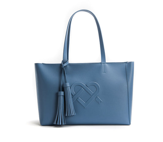 Tippi - Blue Vegan Leather Tote Bag - LOLA LUXE