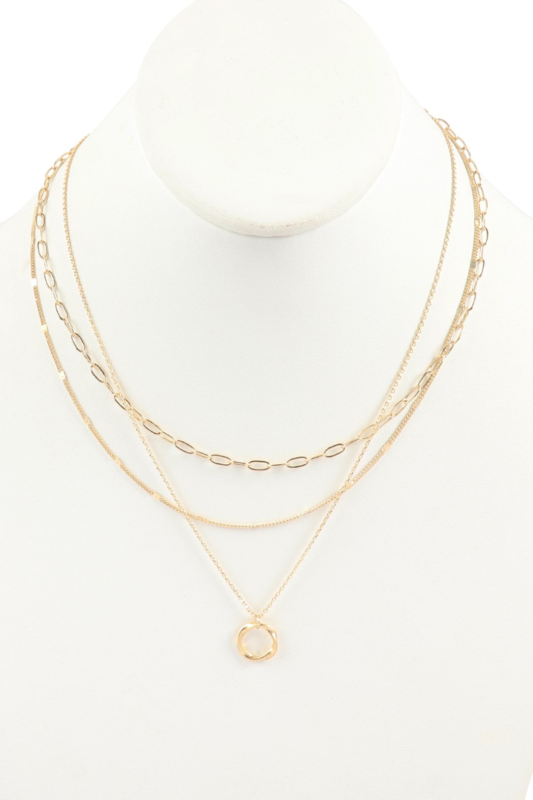 Multi Layer Chain With Round Necklace - LOLA LUXE