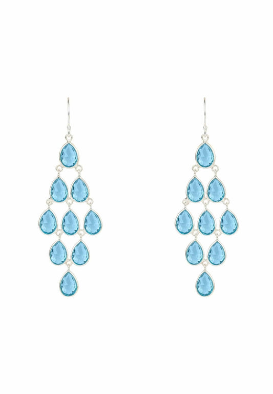 Erviola Gemstone Cascade Earrings Silver Blue Topaz Hydro - lolaluxeshop