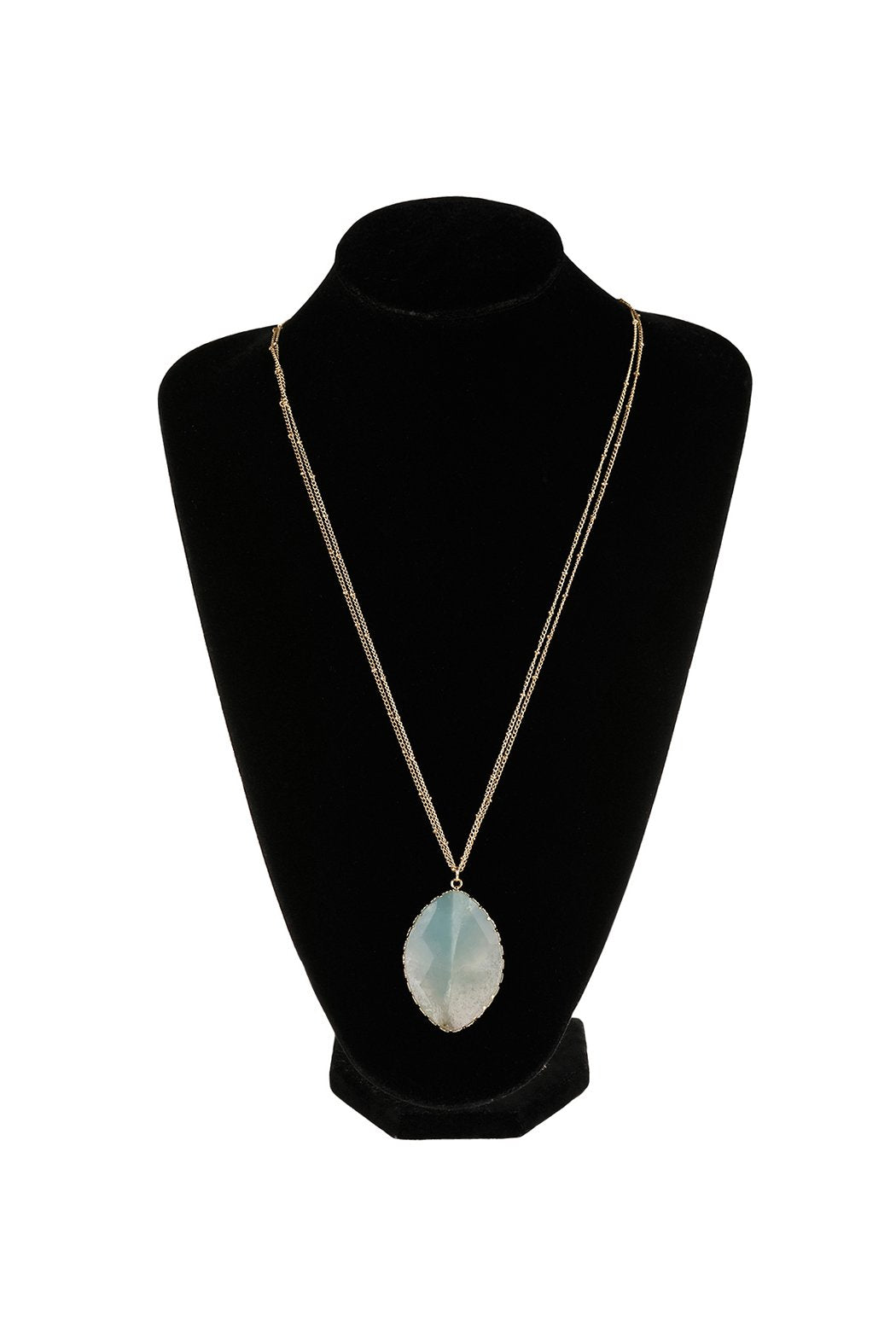 Natural Stone Wrap Oval Pendant Chain Necklace - LOLA LUXE