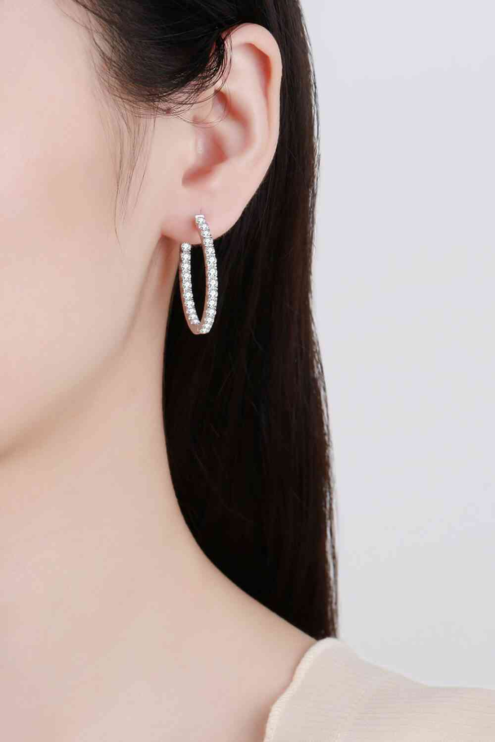 Moissanite Rhodium-Plated Hoop Earrings - lolaluxeshop