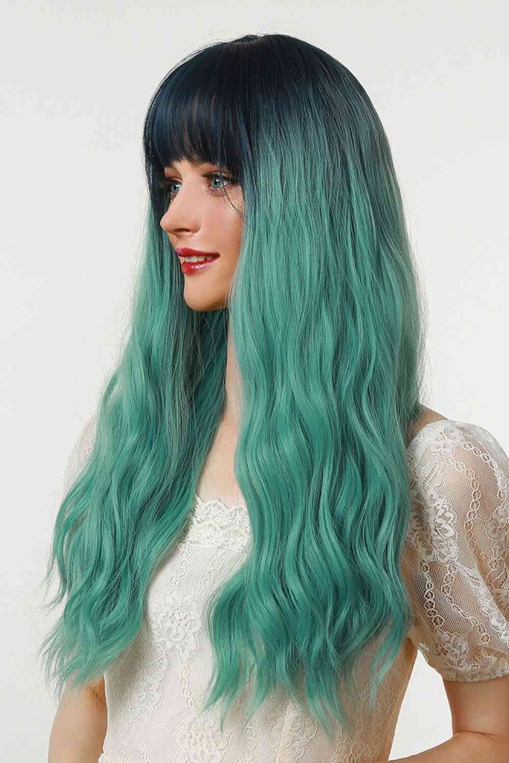 13*1" Full-Machine Wigs Synthetic Long Wave 26" in Seafoam Ombre - lolaluxeshop