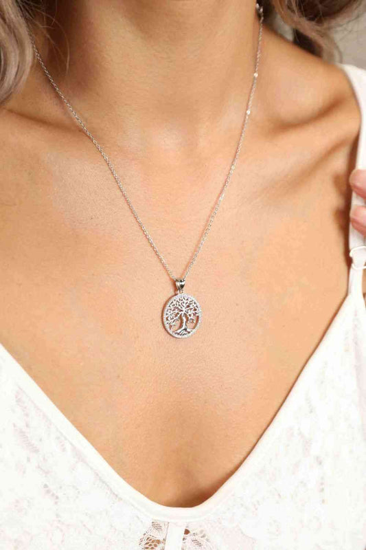 Adored 925 Sterling Silver Moissanite Tree Pendant Necklace - lolaluxeshop