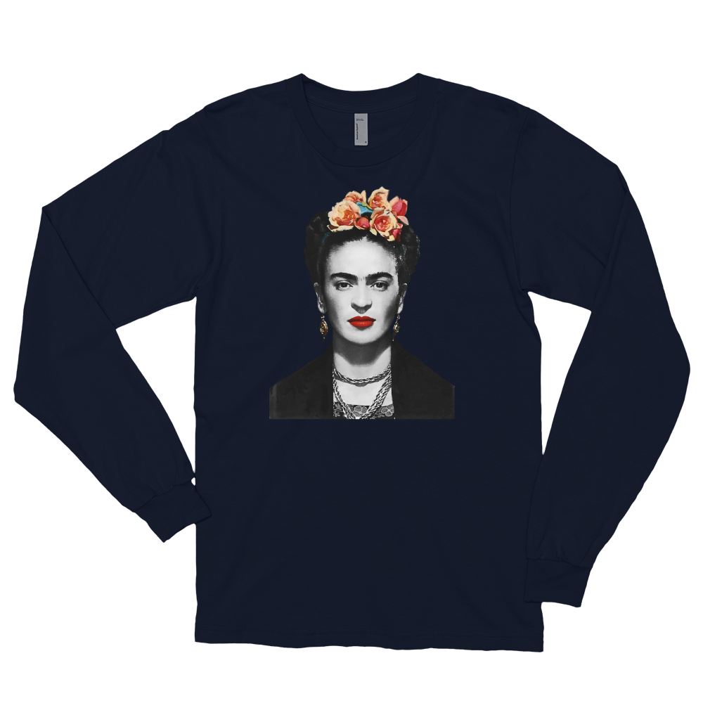 Frida Kahlo With Flowers Poster Artwork Long Sleeve Shirt - LOLA LUXE