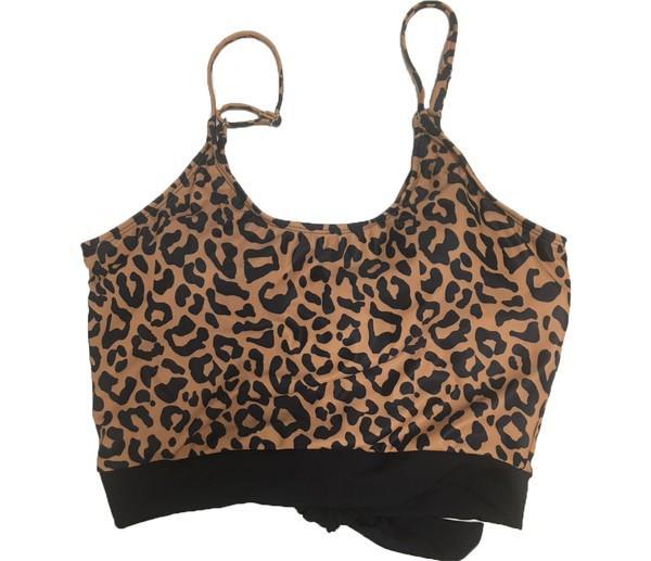 Knotted Button Back Top Leopard Print - LOLA LUXE