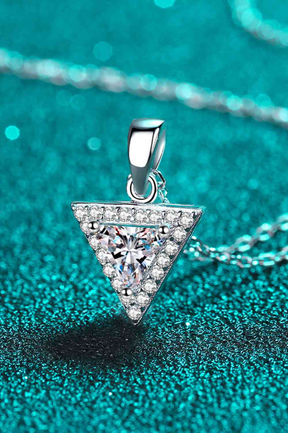 925 Sterling Silver Triangle Moissanite Pendant Necklace - lolaluxeshop