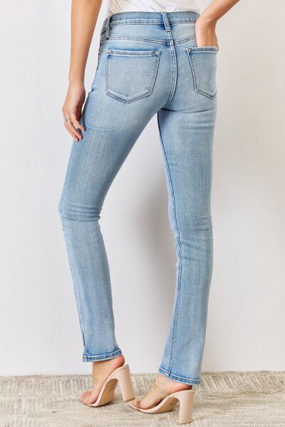 Kancan Full Size Mid Rise Y2K Slit Bootcut Jeans - lolaluxeshop
