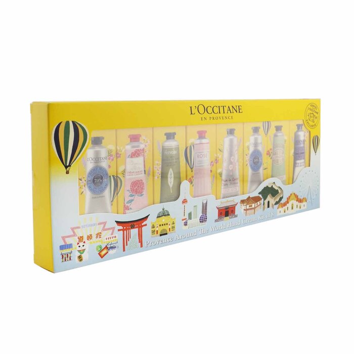 l'OCCITANE - Provence Around the World Hand Cream Kit of 8: (2xShea Butter + 1x Rose, Cherry Blossom, Lavender, Peony, Almond, V - LOLA LUXE