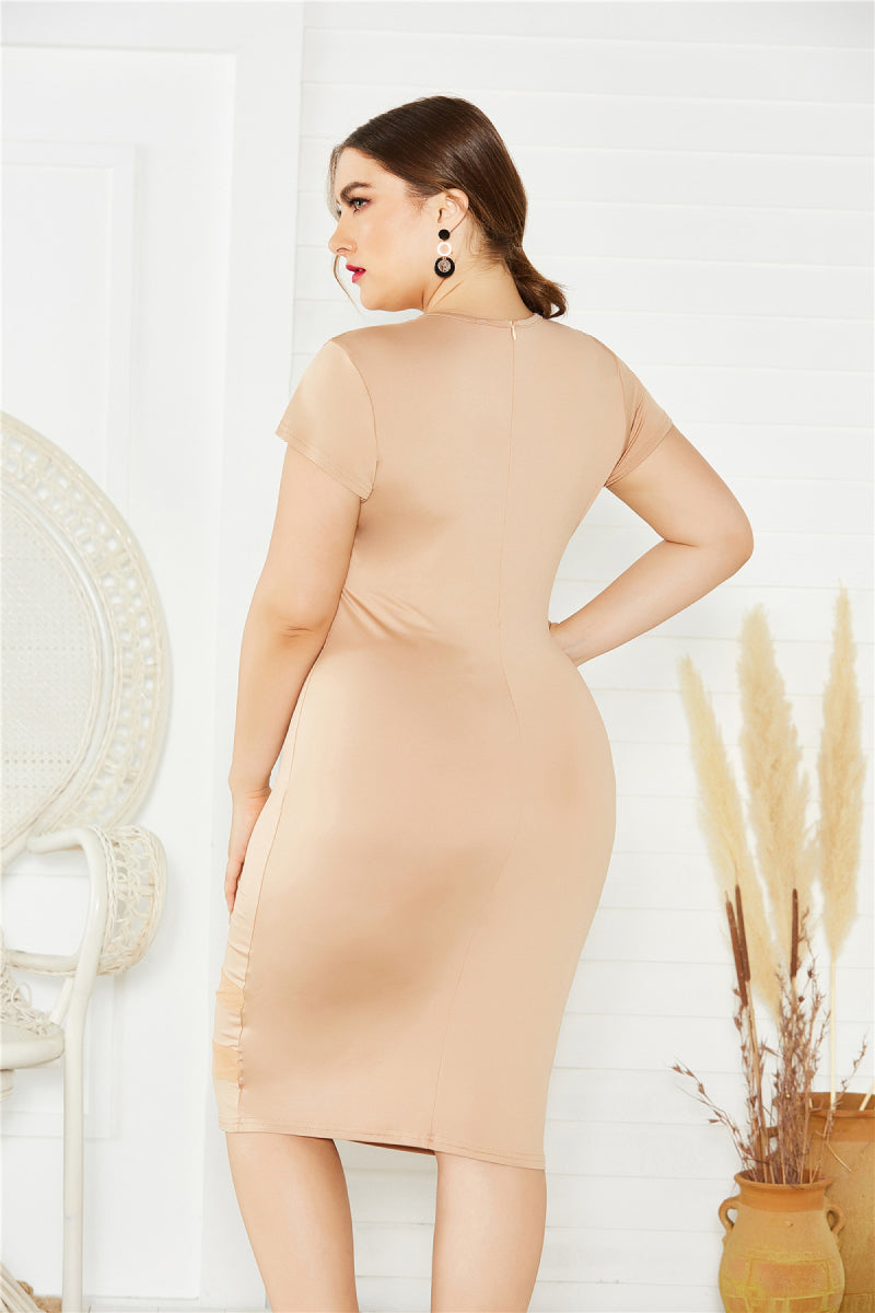 Plus Size Mesh Detail Midi Dress - LOLA LUXE