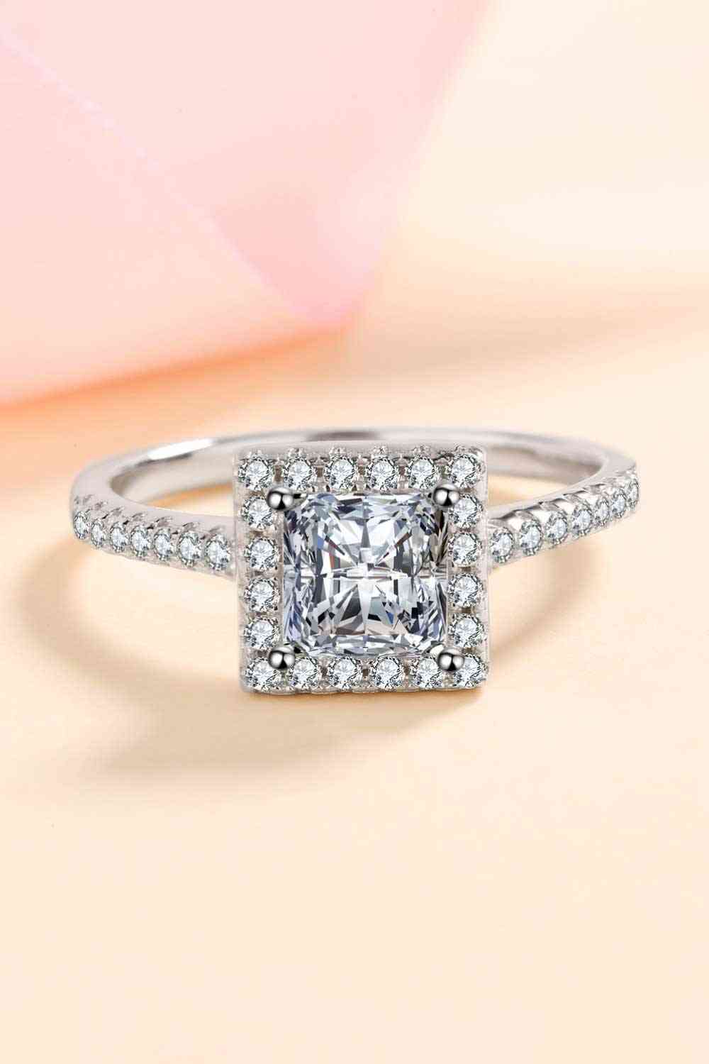 Sterling Silver Square Moissanite Ring - lolaluxeshop