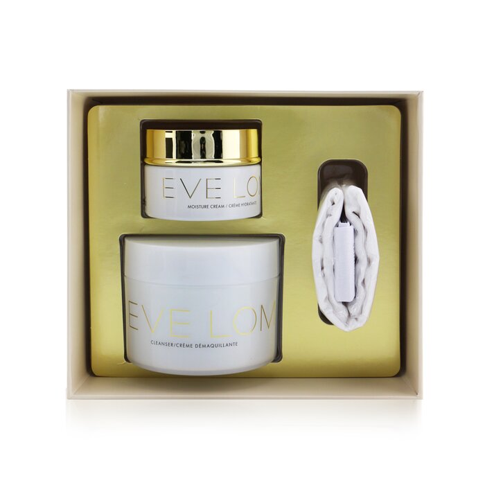 EVE LOM - Begin & End Gift Set: Cleanser 200ml/6.8oz + Moisture Cream 50ml/1.6oz + Muslin Cloth - LOLA LUXE
