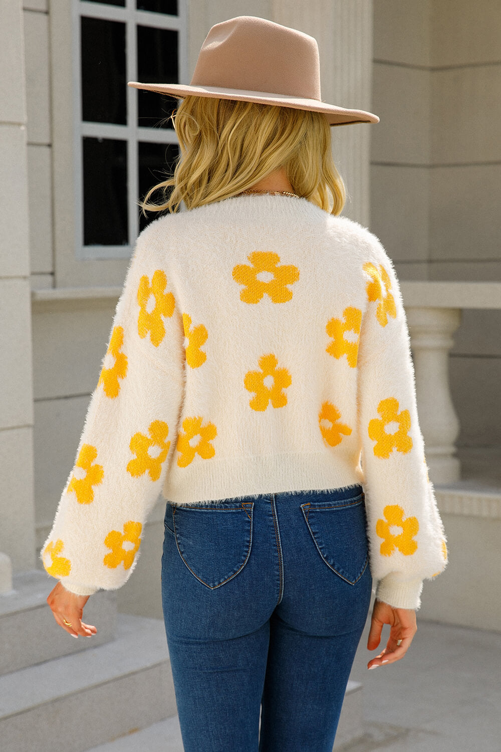 Floral Open Front Fuzzy Cardigan - LOLA LUXE